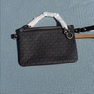 Michael Kors Black Signature Crossbody Bag with black Strap